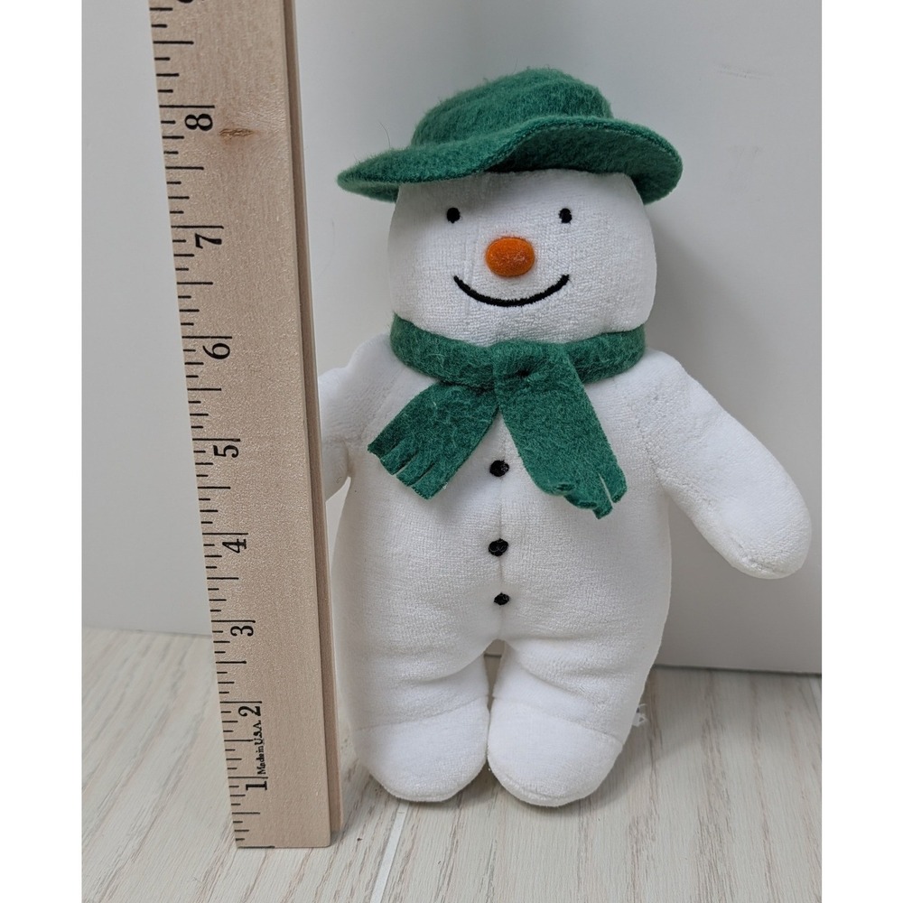 Raymond Briggs Eden The Snowman Plush 8" White Green Hat Scarf